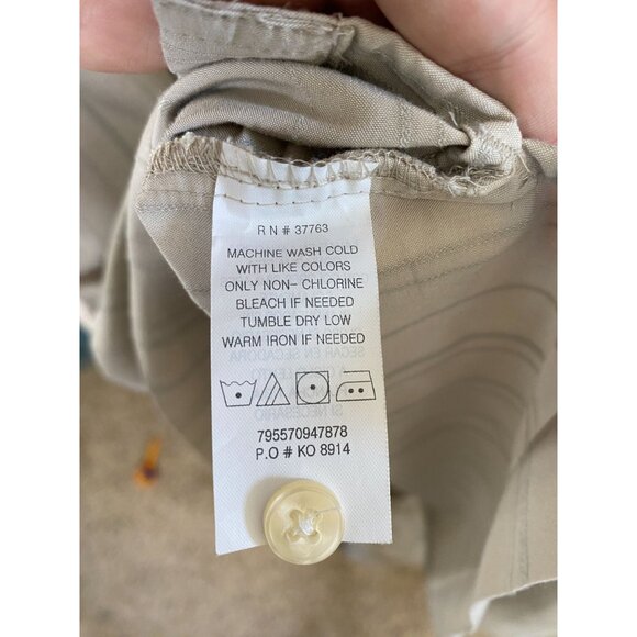 Axist Mens Silk Touch Short Sleeve Button-Up Shirt XXL Beige Striped Rayon - Picture 5 of 6